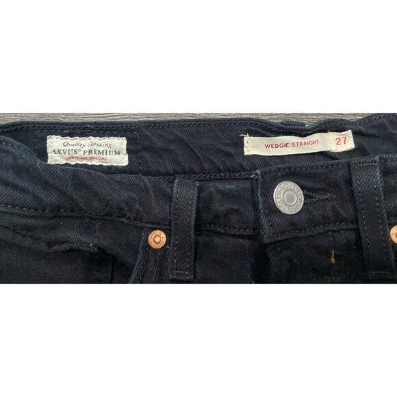 Levi's Premium Denim Wedgie Straight Jeans Button Fly Black Size 27 - Picture 2 of 3